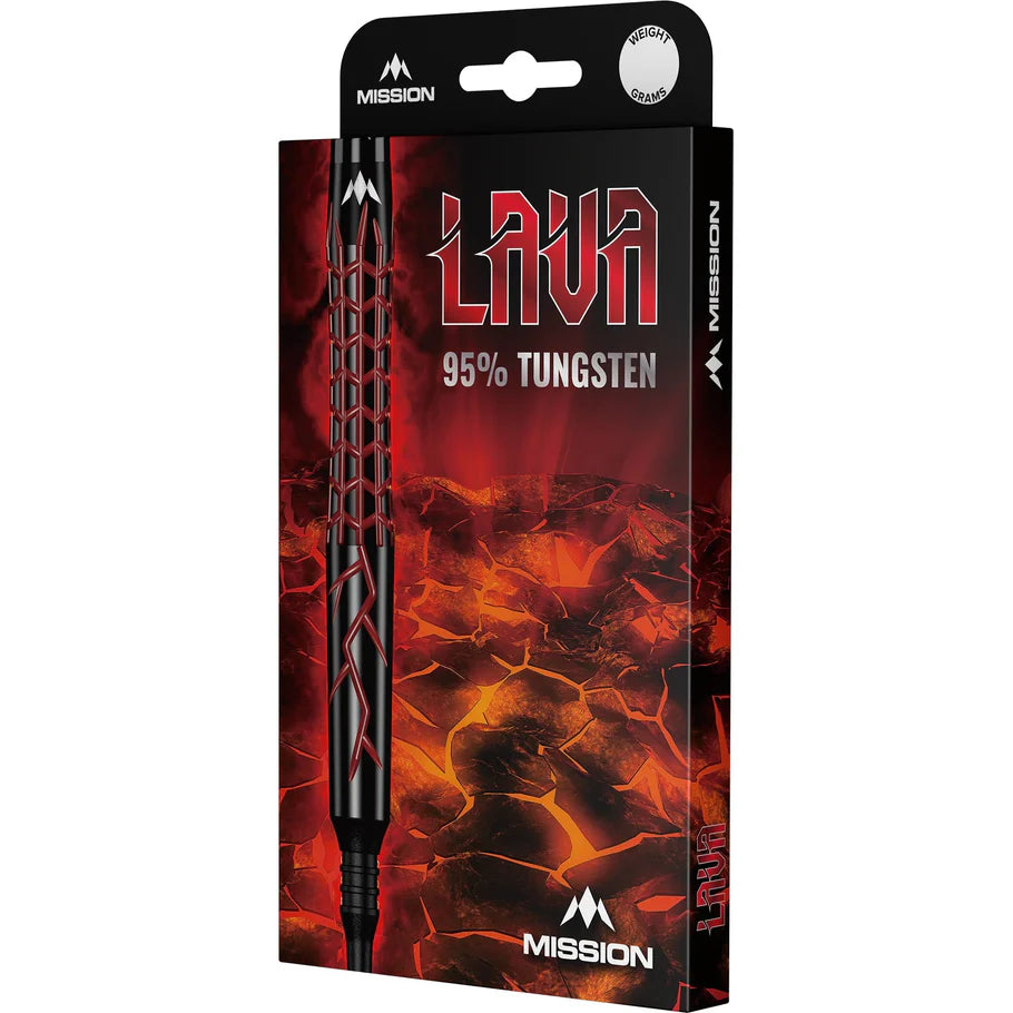 Mission Lava Soft Tip Darts - 95% Tungsten Black & Red Electro - 20gm