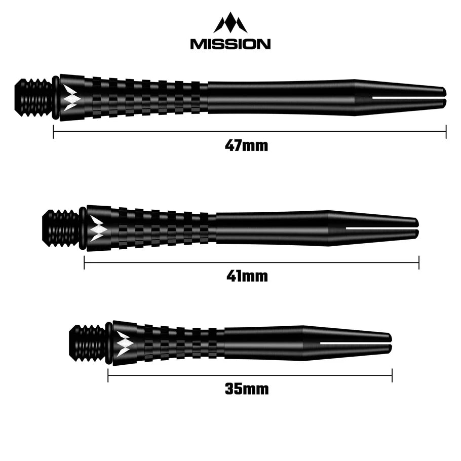 Mission Atom13 Aluminum Shafts - Anodized Metal Stems - Black - Short