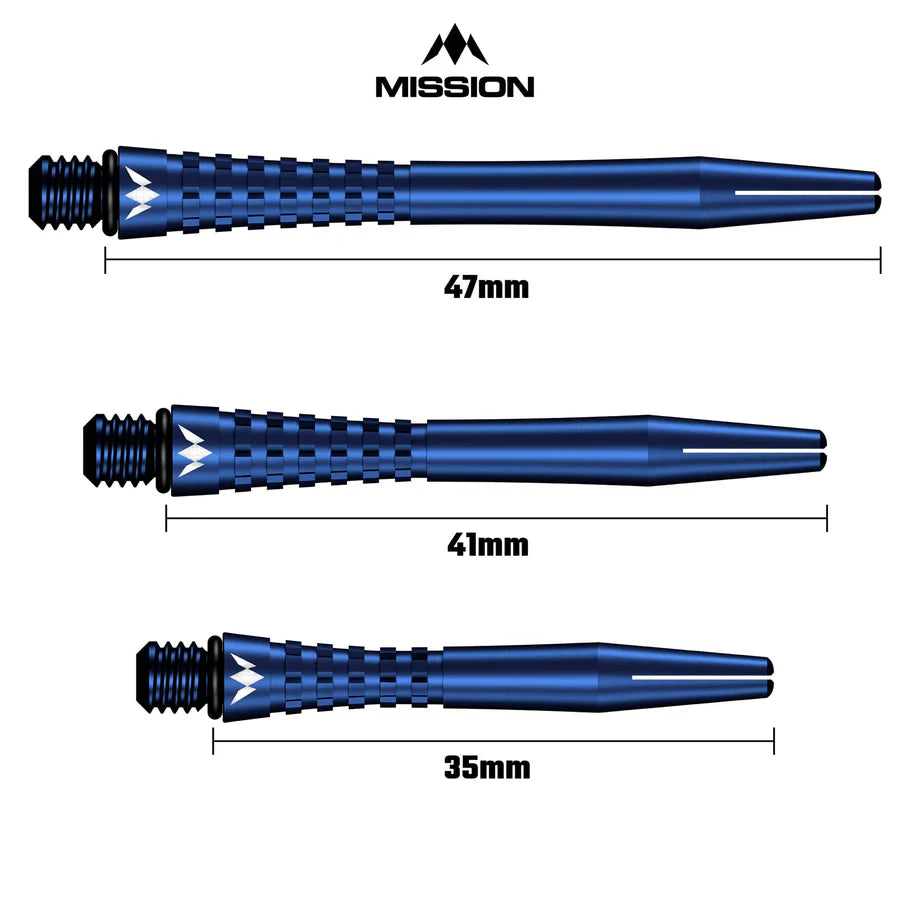 Mission Atom13 Aluminum Shafts - Anodized Metal Stems - Blue - Tweenie