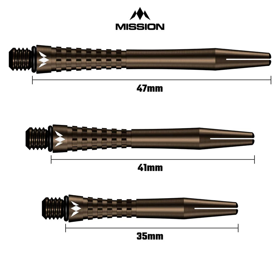 Mission Atom13 Aluminum Shafts - Anodized Metal Stems - Bronze - Tweenie