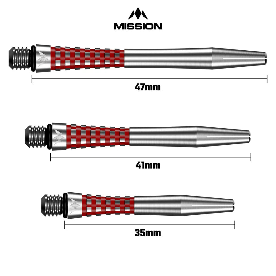 Mission Atom13 Aluminum Shafts - Natural Metal Stems - Red - Medium