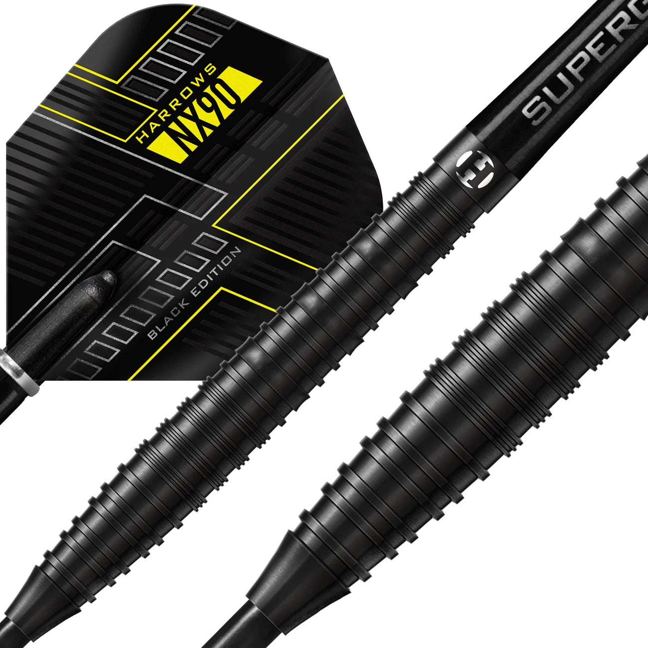 Harrows NX90 Black - Steel Tip Darts - 90% Tungsten - 22g
