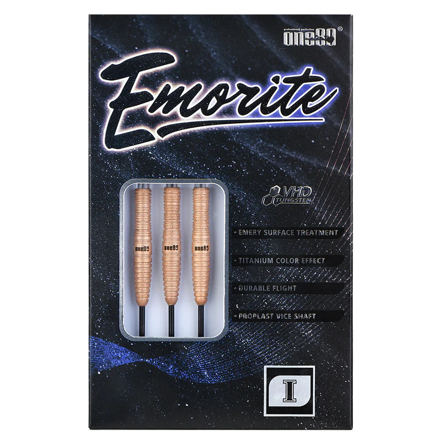 One80 Emorite 01 Rose Gold 23 gram 90% Tungsten Steel Tip Dart Set