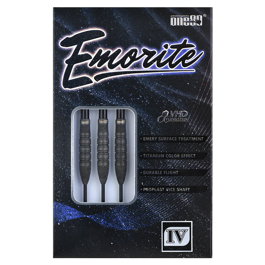 One80 Emorite 04 Black 25 gram 90% Tungsten Steel Tip Dart Set