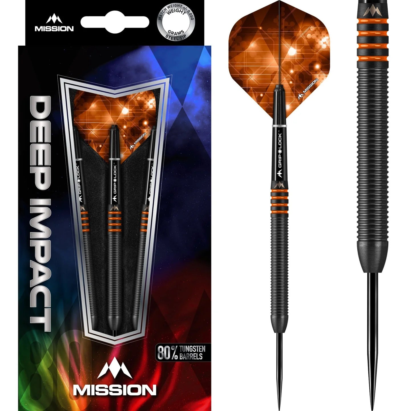 MISSION DEEP IMPACT DARTS - STEEL TIP - M4 - BLACK ORANGE 24g