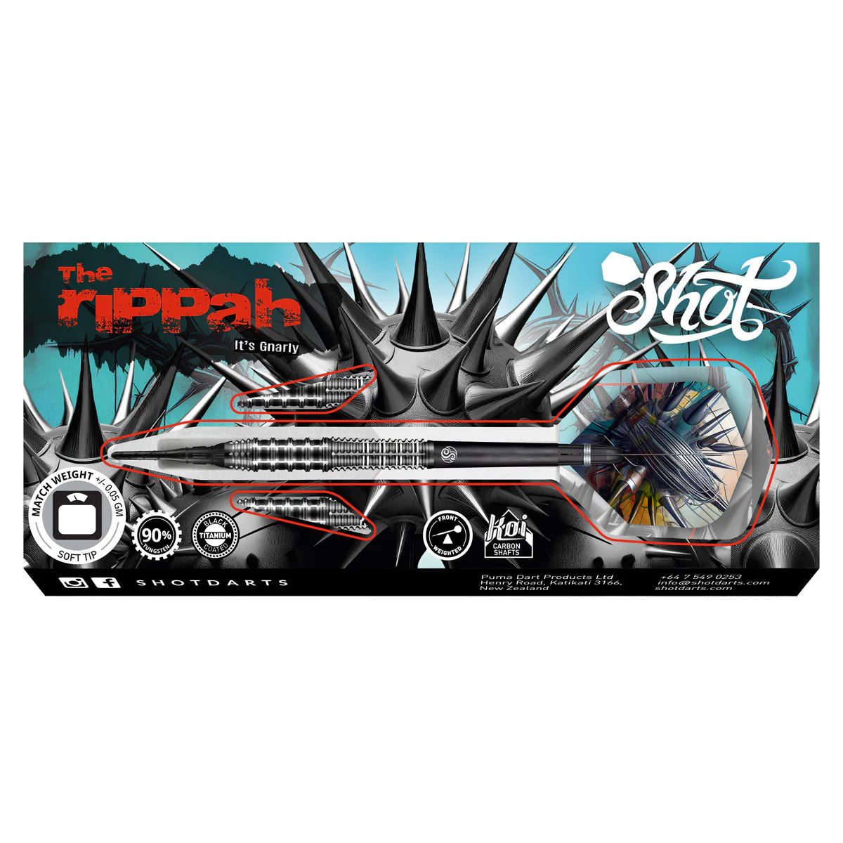 Shot Gnarly Rippah Soft Tip Dart Set-90% Tungsten-20gm
