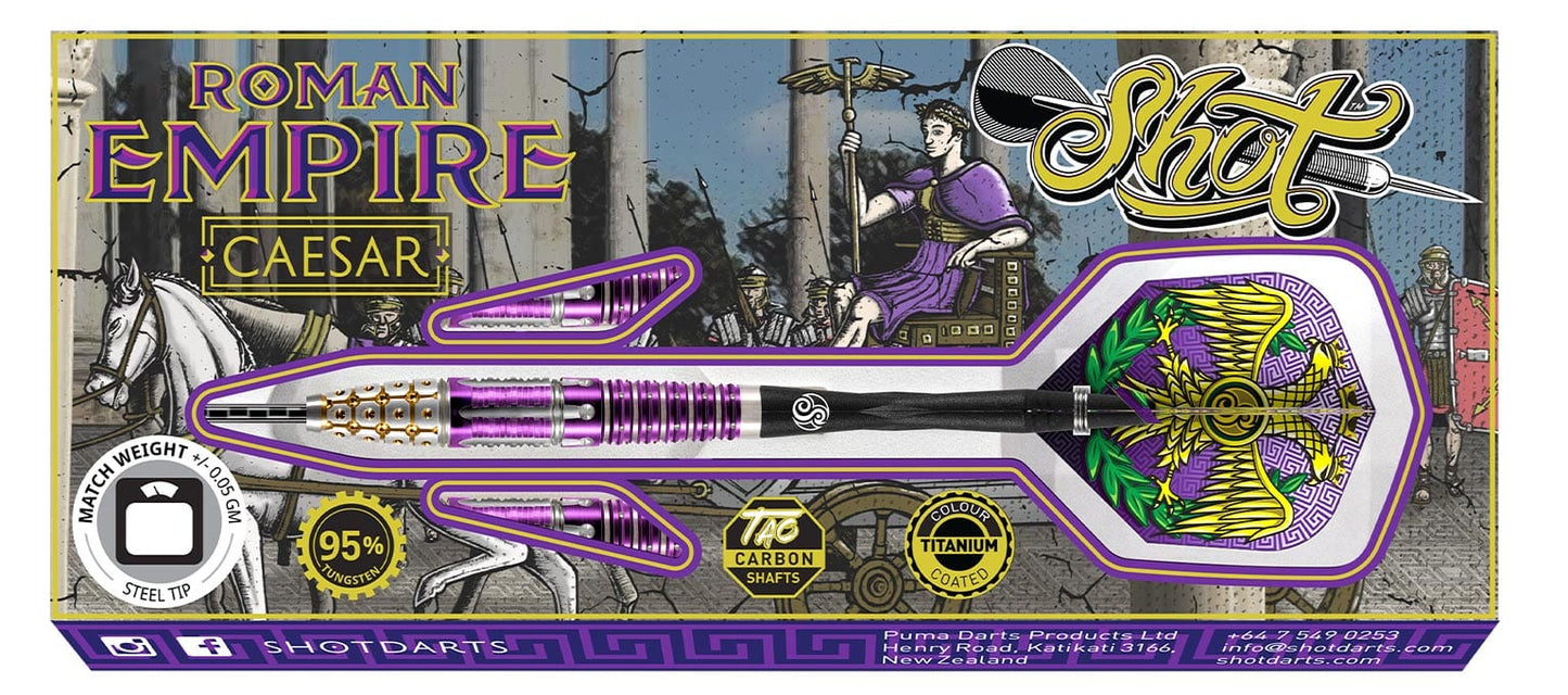 Shot Roman Empire Caesar Steel Tip Dart Set-95% Tungsten Barrels-23gm