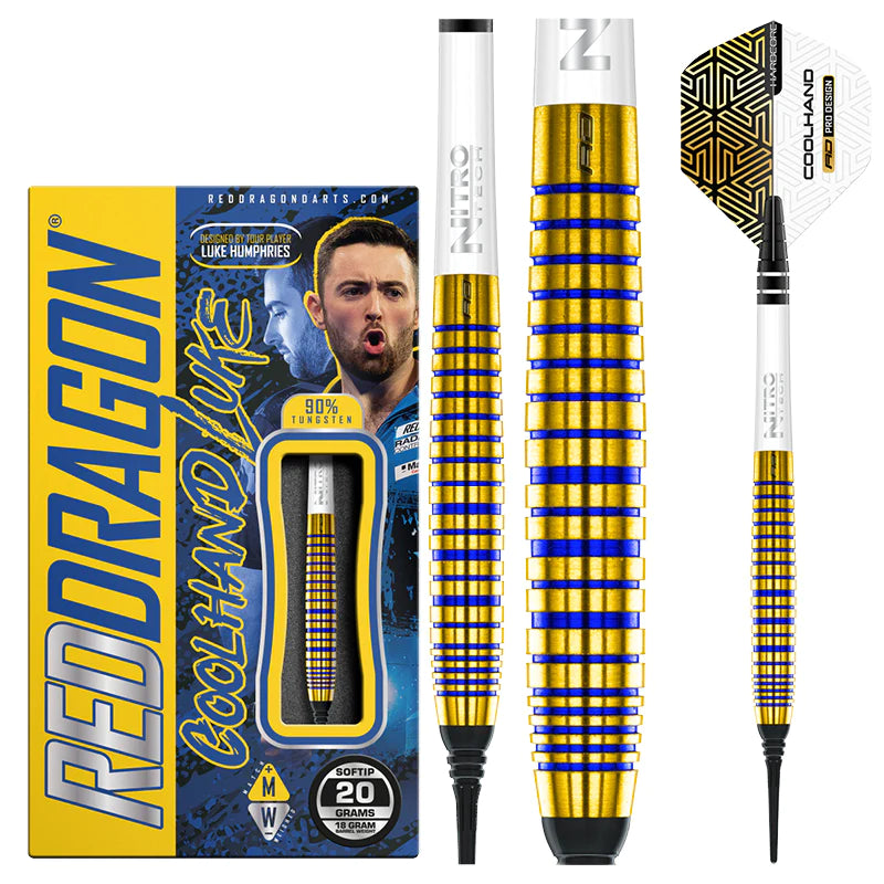 Red Dragon Luke Humphries TX3 Gold S.E. 18 gram barrel/20 gram full 90% Tungsten Soft Tip