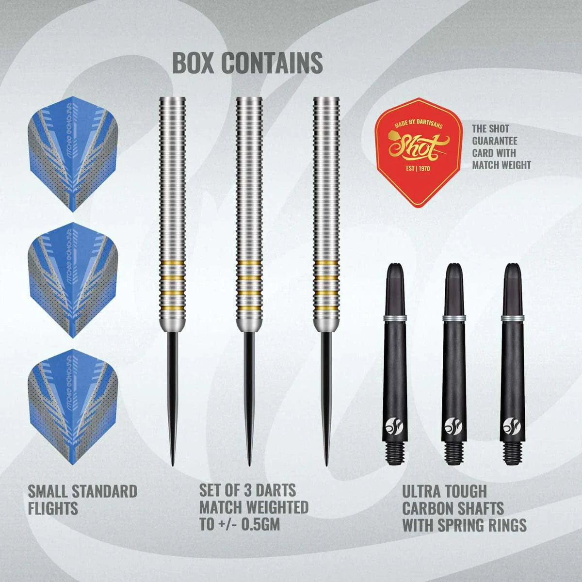 Shot Ritchie Edhouse Steel Tip Dart Set-90% Tungsten Barrels-24gm