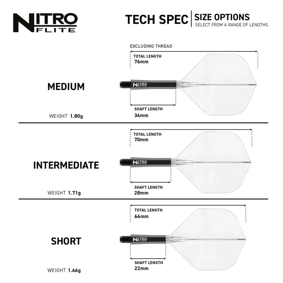 Red Dragon Nitro Flite Integrated Flight and Shaft System - No2 Short Black & Clear