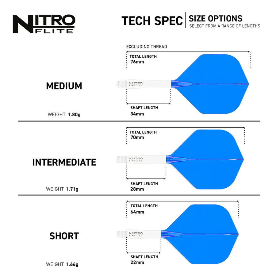 Red Dragon Nitro Flite Integrated Flight and Shaft System - No2 Intermediate White & Blue