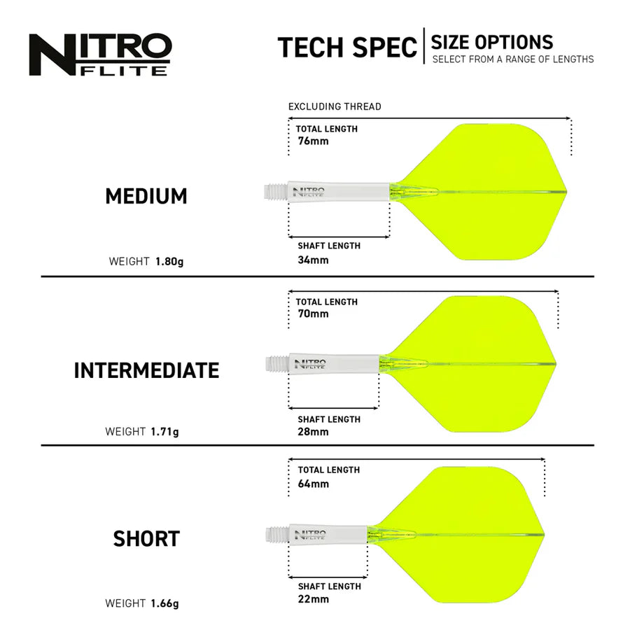 Red Dragon Nitro Flite Integrated Flight and Shaft System - No2 Short White & Yellow