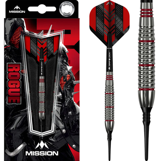Mission Rogue Soft Tip Darts - Brass Silver & Red Coated - 18gm