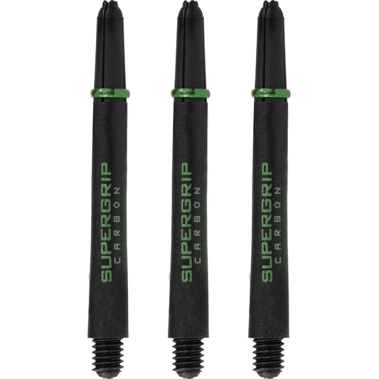 Harrows Supergrip Carbon Dart Shafts - Black & Green - Medium