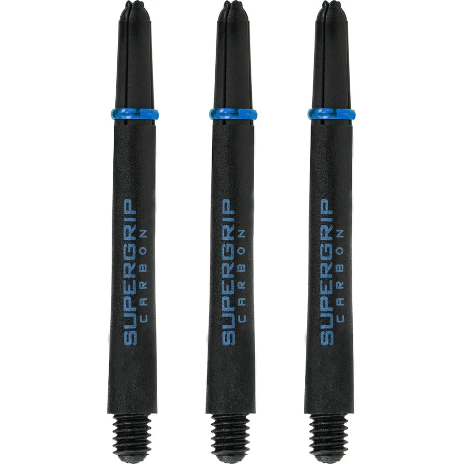 Harrows Supergrip Carbon Dart Shafts - Black & Aqua - Medium
