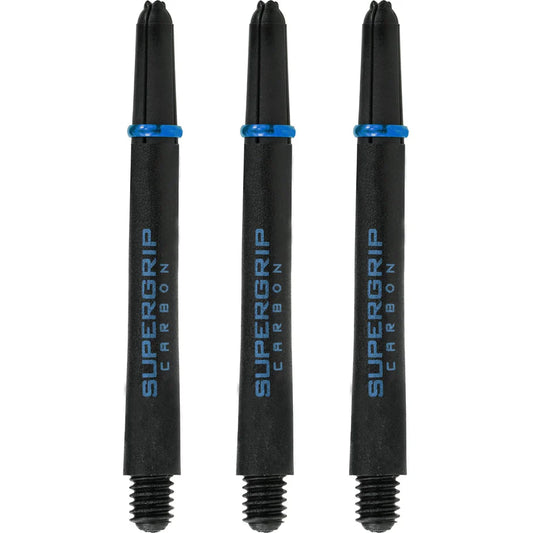 Harrows Supergrip Carbon Dart Shafts - Black & Aqua - Medium