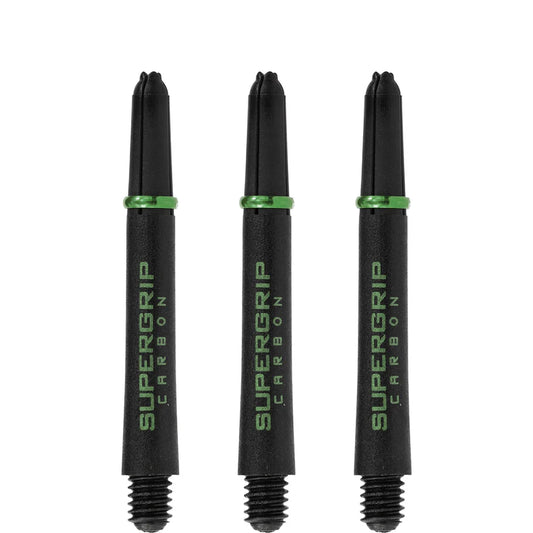Harrows Supergrip Carbon Dart Shafts - Black & Green - Midi