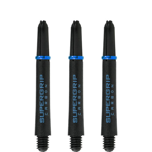 Harrows Supergrip Carbon Dart Shafts - Black & Aqua - Midi