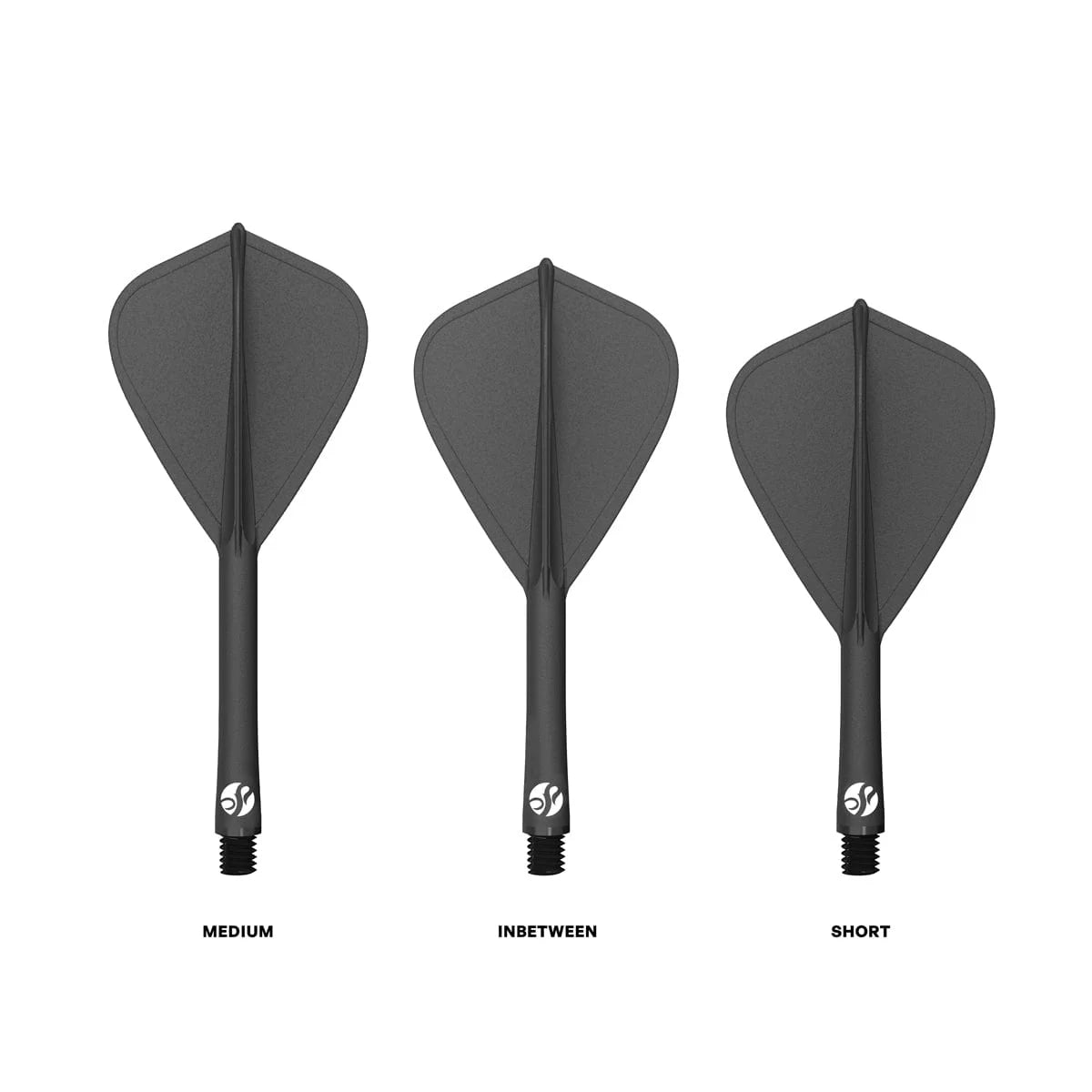 Shot Flight Deck One Piece Dart Flight and Shaft System - Kite - Black - In Between