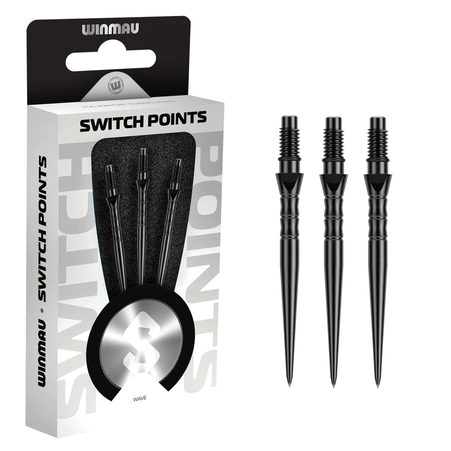 Winmau Switch Steel Tip Points - Wave Black 26mm