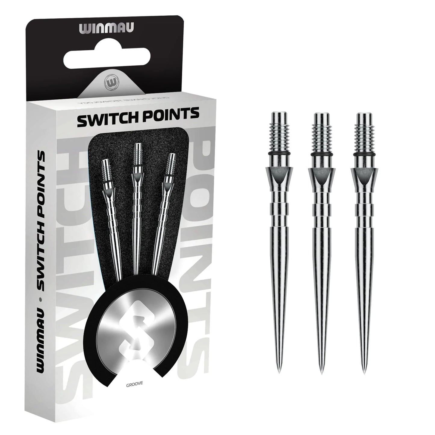 Winmau Switch Steel Tip Points - Grooved Silver 26mm