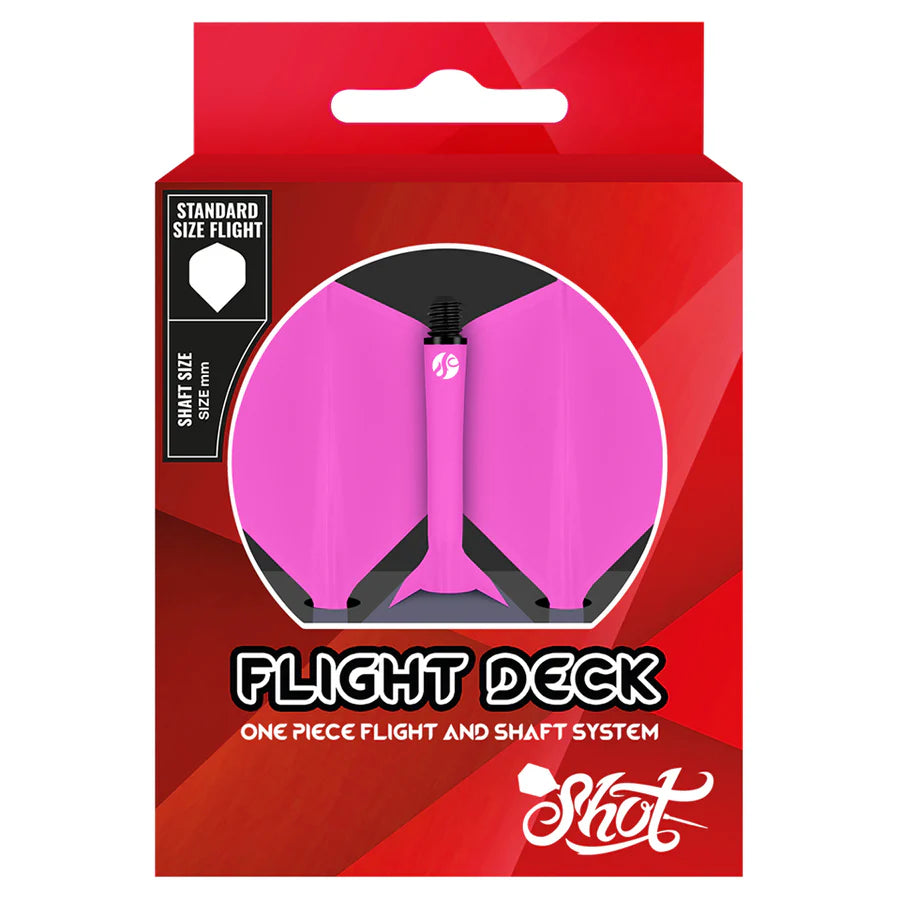 Shot Flight Deck One Piece Dart Flight and Shaft System Pink In-Between