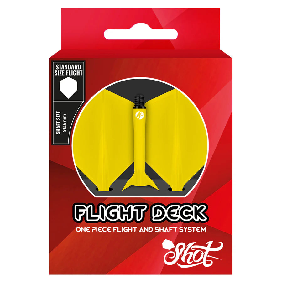 Shot Flight Deck One Piece Dart Flight and Shaft System Yellow In-Between
