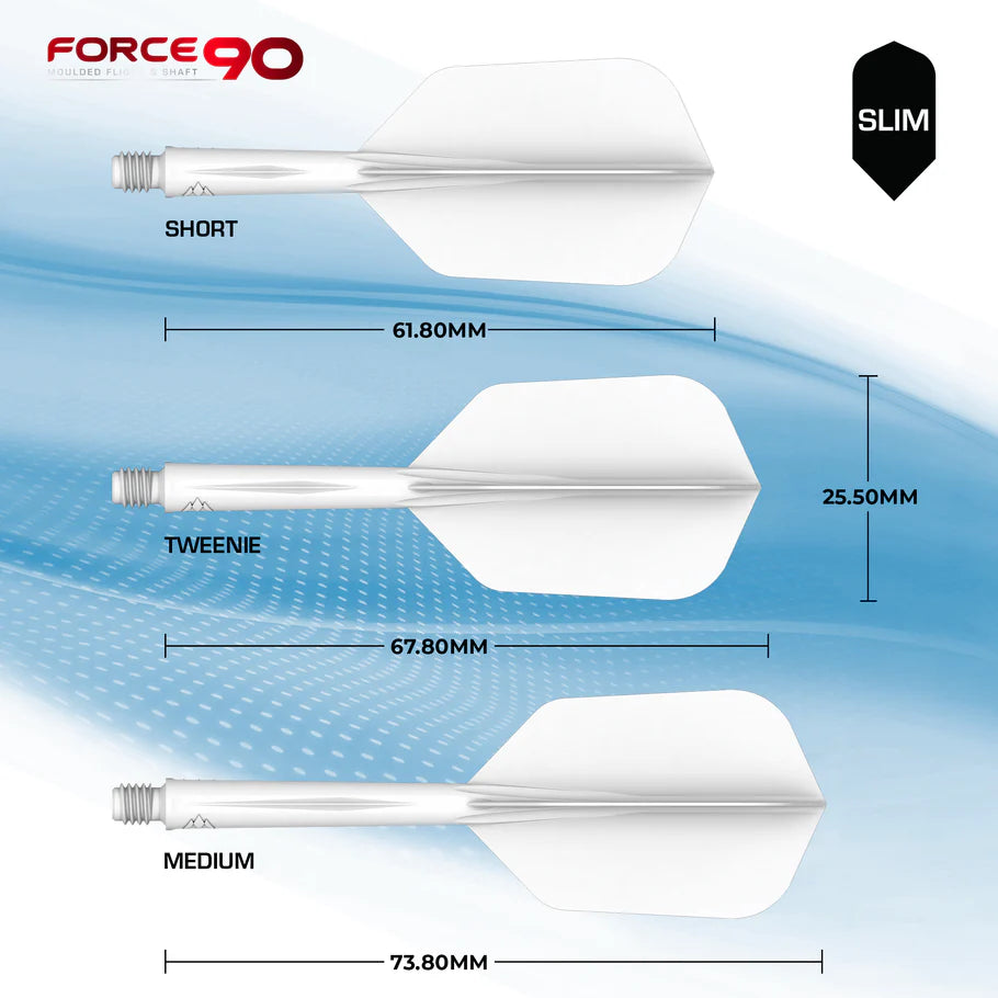 Mission Force 90 - Molded Flight & Shaft System - White - Slim Tweenie
