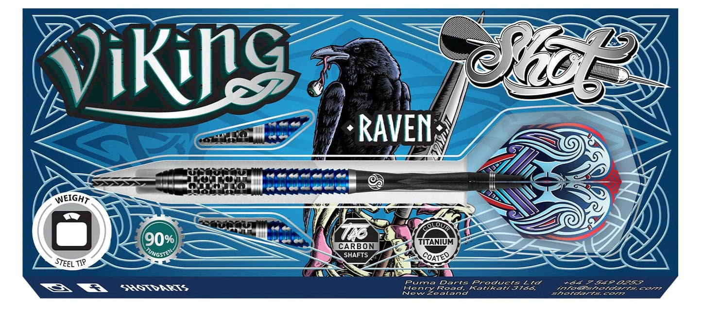 Shot Viking Raven Steel Tip Dart Set-90% Tungsten Barrels-24gm