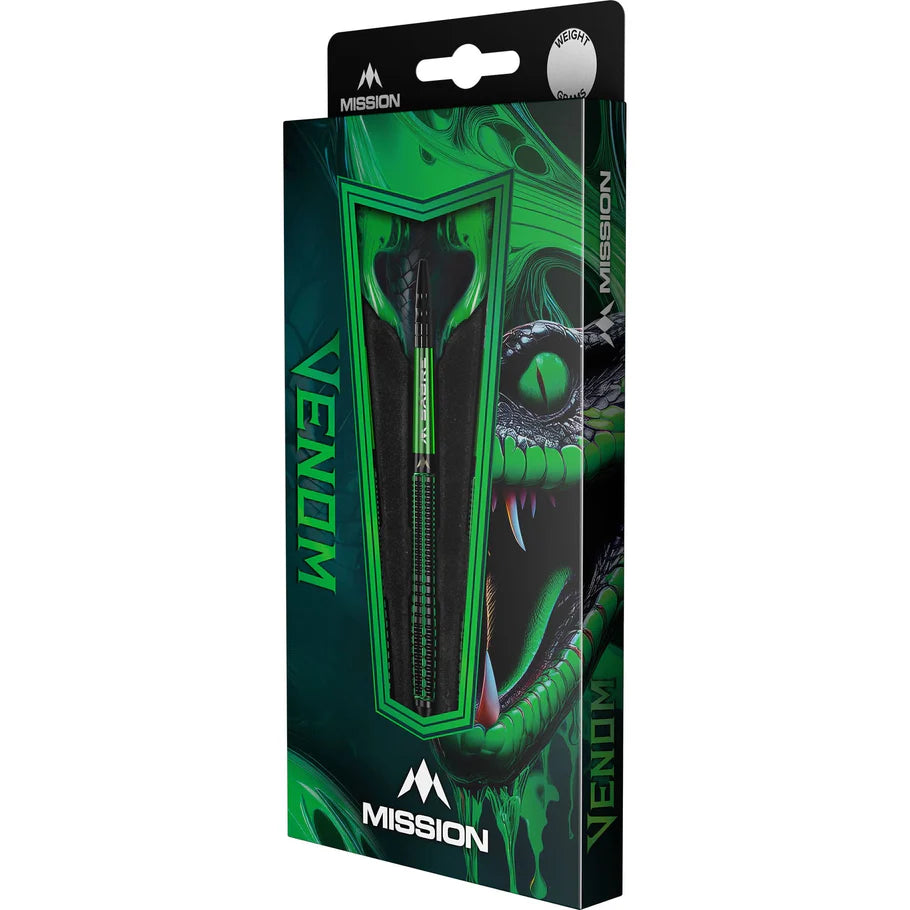 Mission Venom Soft Tip Darts - 90% Tungsten Black & Green Electro - 20gm