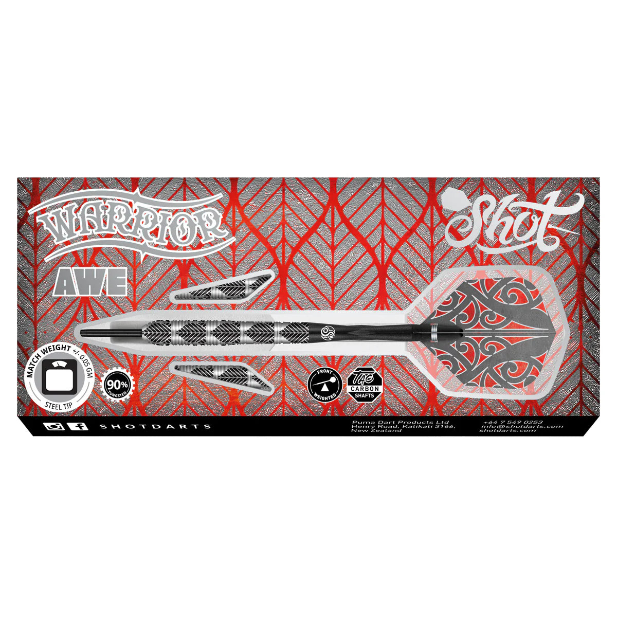 Shot Warrior Awe Steel Tip Dart Set-90% Tungsten-23gm