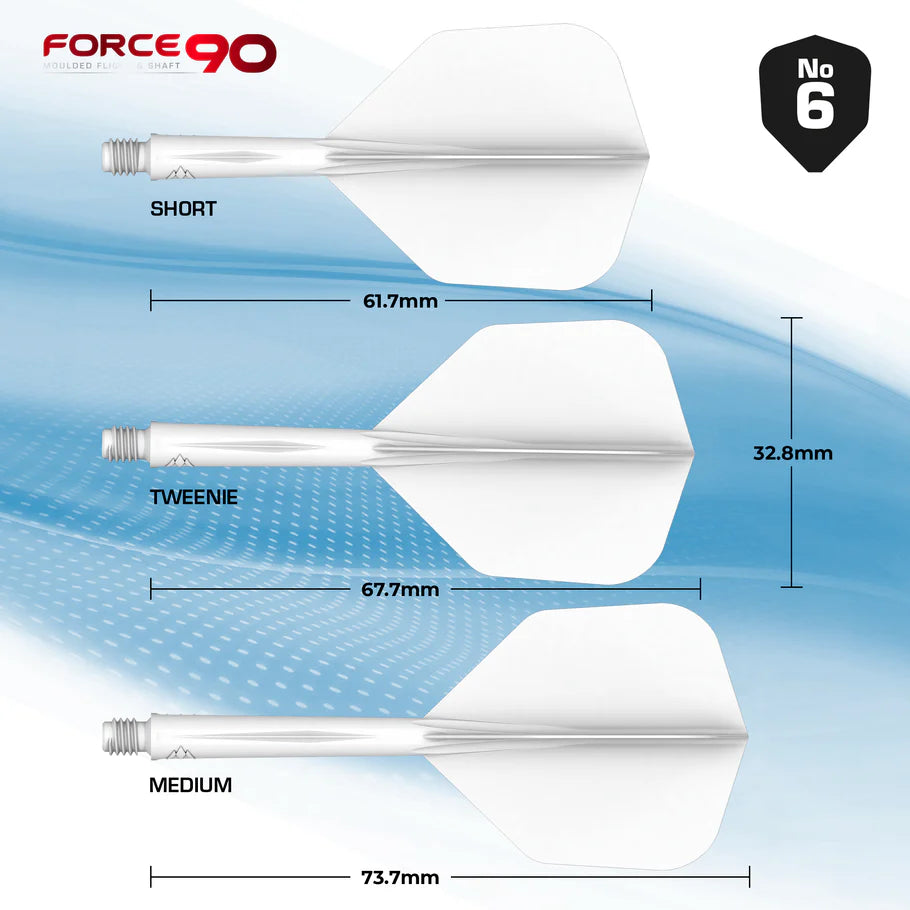 Mission Force 90 - Molded Flight & Shaft System - White - Standard No6 - Short