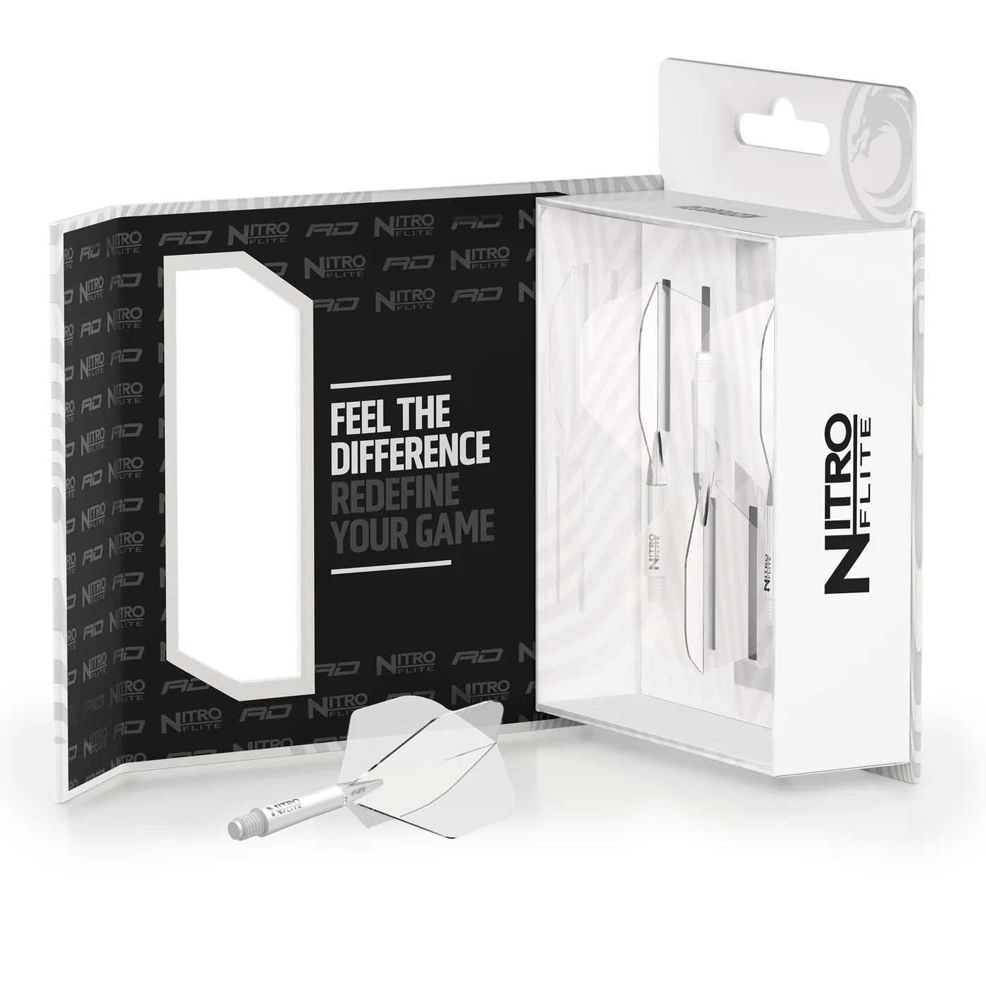 Red Dragon Nitro Flite Integrated Flight and Shaft System - No2 Intermediate White & Clear