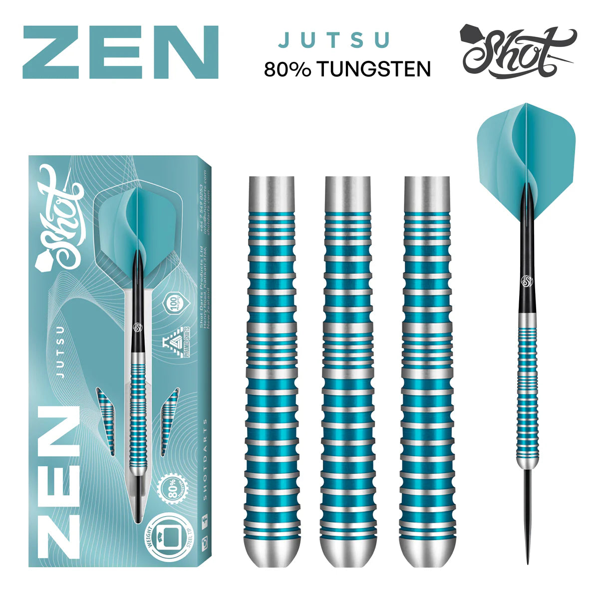 Shot Zen Jutsu Steel Tip Dart Set-80% Tungsten-23gm
