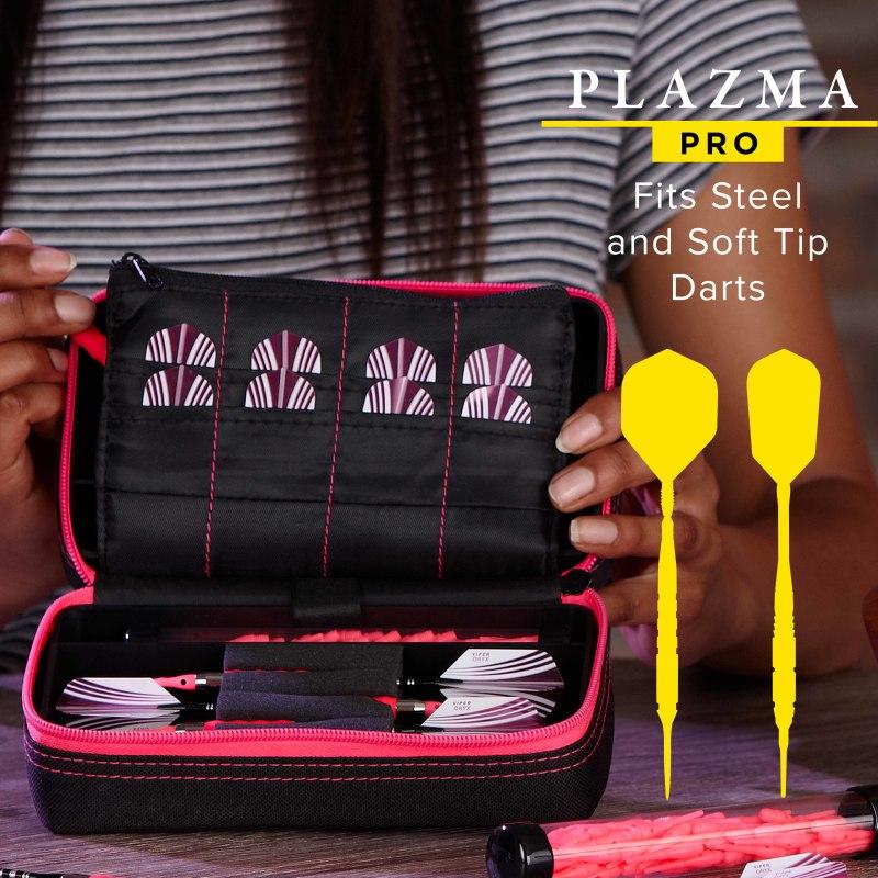 Casemaster Plazma Pro Dart Case Black with Pink Trim and Phone Pocket Dart Case