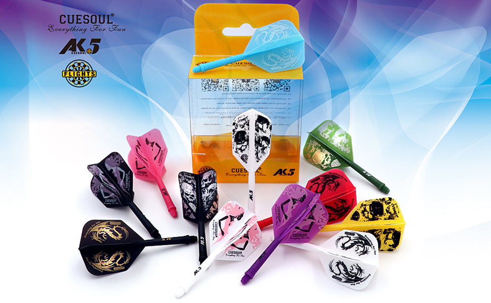 CUESOUL ROST AK5 Integrated Dart Shaft & Flight - Big Wing Shape - Long - Skulls Black