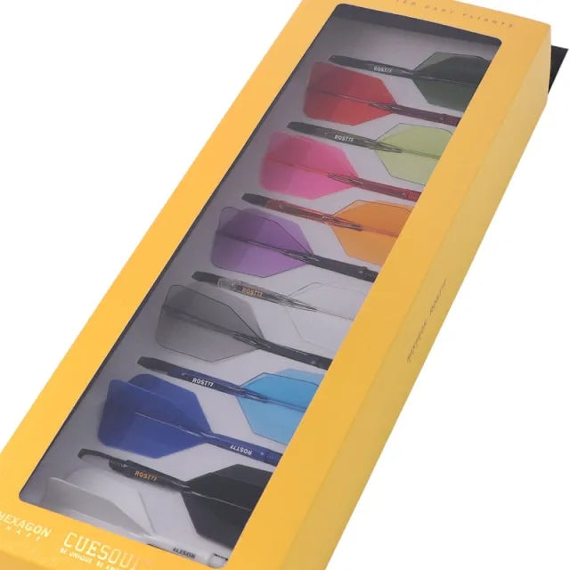 CUESOUL ROST 77 Integrated Dart Shaft & Flight - Big Wing Shape - Medium - 12 Pack Assorted Colors