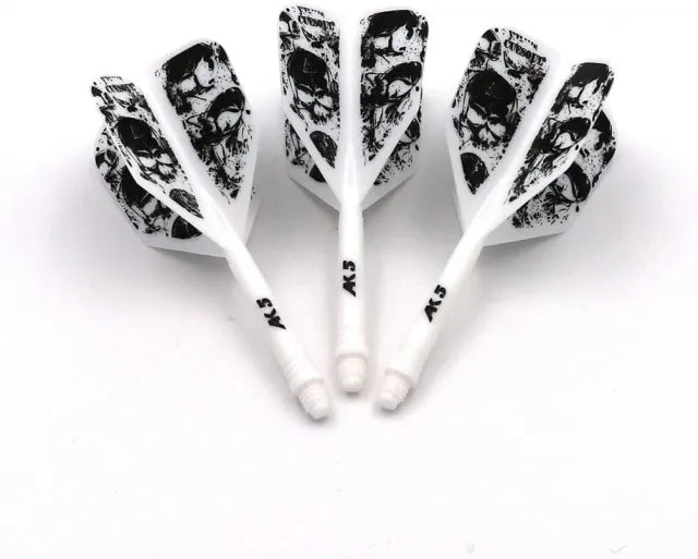 CUESOUL ROST AK5 Integrated Dart Shaft & Flight - Big Wing Shape - Long - Skulls White