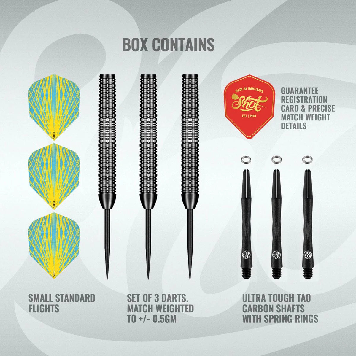 Shot Pro Series Rowby John Rodriguez Steel Tip Dart Set-90% Tungsten Barrels-25gm