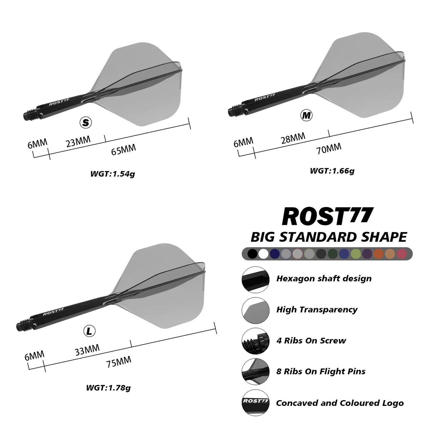 CUESOUL ROST 77 Integrated Dart Shaft & Flight - Big Standard Shape - Medium - Solid Blue