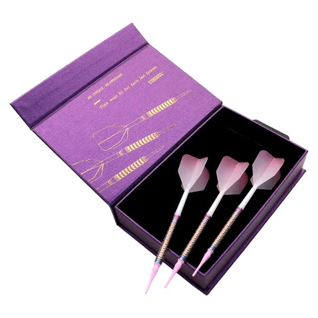CUESOUL Pink Gem Stone 20 gram 90% Tungsten Soft Tip Dart Set w/ ROST Flights
