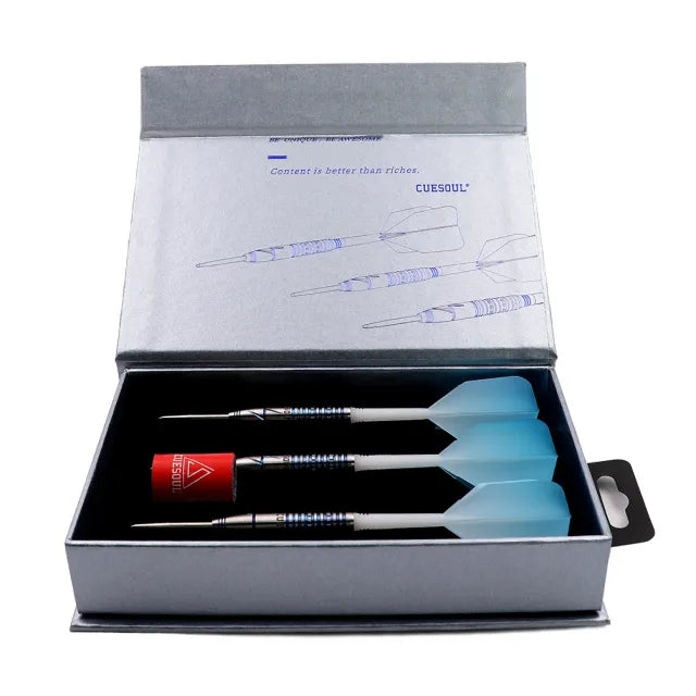 CUESOUL Blue Gem Stone 22 gram 90% Tungsten Steel Tip Dart Set w/ ROST Flights