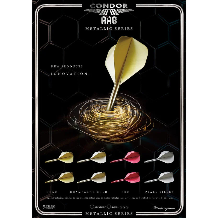 CONDOR AXE DART FLIGHT SYSTEM FLIGHTS - STANDARD -LONG - METALLIC GOLD