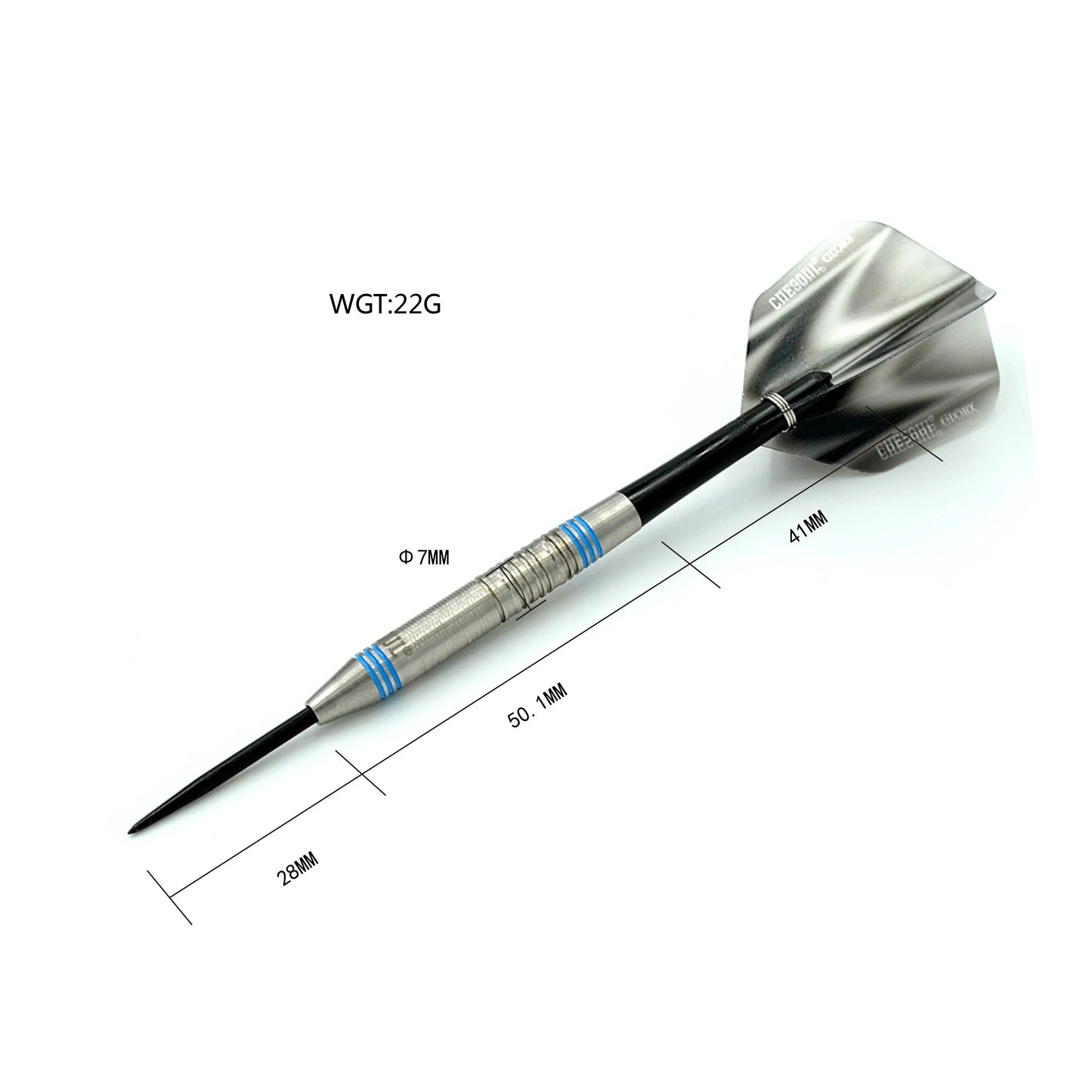 CUESOUL Glory 24 gram Blue Lines & Blue Shaft 85% Tungsten Steel Tip Dart Set