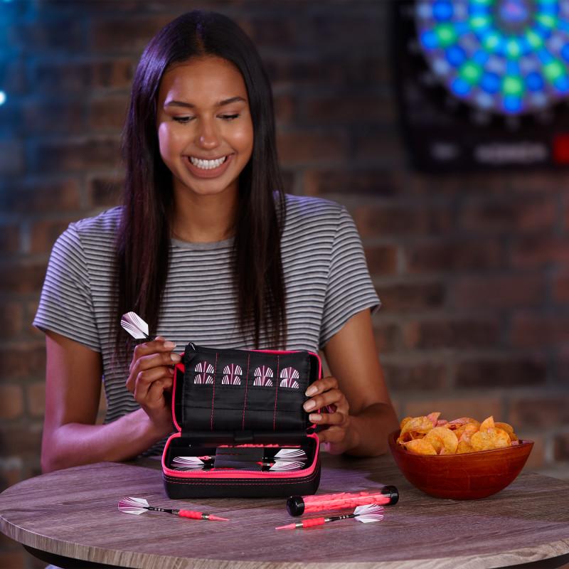 Casemaster Plazma Pro Dart Case Black with Pink Trim and Phone Pocket Dart Case