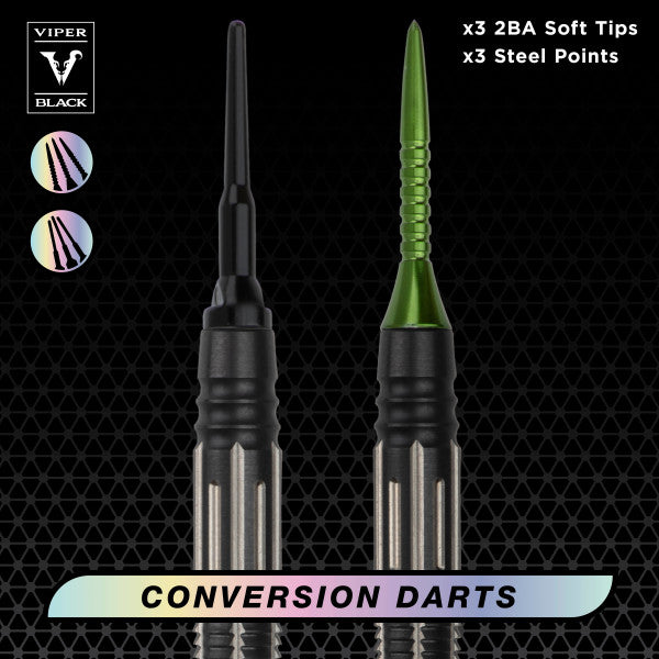 Viper Black Flux 90% Tungsten Steel or Soft Tip Conversion Darts Green 20g