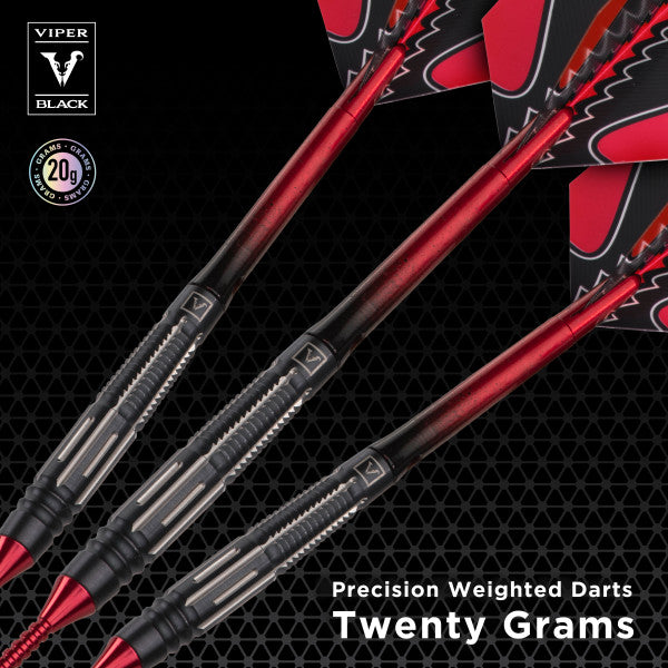 Viper Black Flux 90% Tungsten Steel or Soft Tip Conversion Darts Red 20g