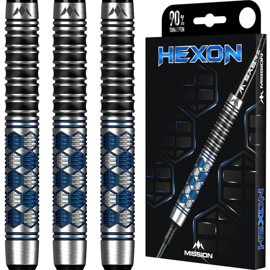 Mission Hexon Soft Tip Darts - 90% Tungsten Blue PVD - 18gm