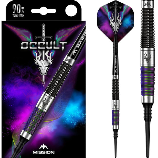 Mission Occult Soft Tip Darts - 90% Tungsten Black & Coral PVD - 18gm