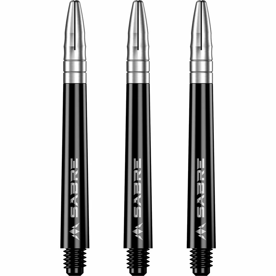 Mission Sabre Shafts - Polycarbonate Dart Stems - Black - Silver Top - Medium